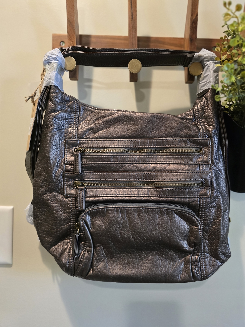 🔥  Ampere Creations Everyday Metallic Charcoal Shoulder Bag